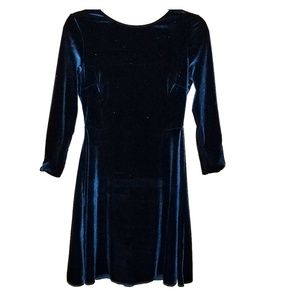 Zara Basics Dark Blue/Green Velvet Dress sz XS
